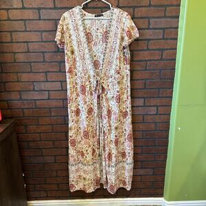 Bohemian Floral Wrap Maxi Dress - Size XL - Pretty Garden Girly Fairy Whimsy